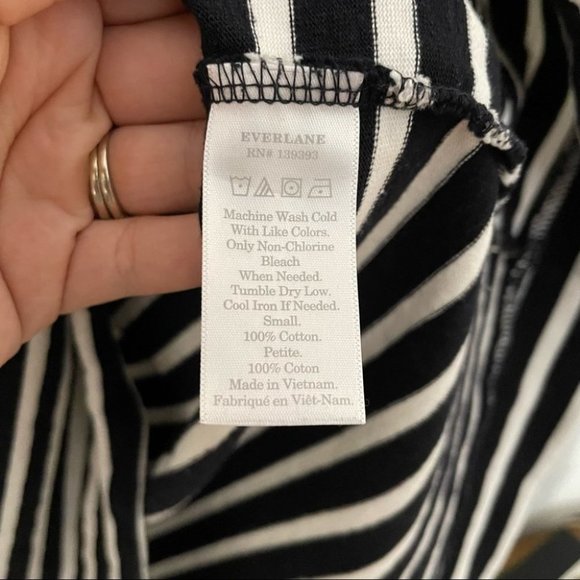 Everlane black and white stripe Breton 3/4 sleeve dress size S - Picture 5 of 9
